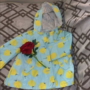 Light blue and yellow fruit girls rain jacket